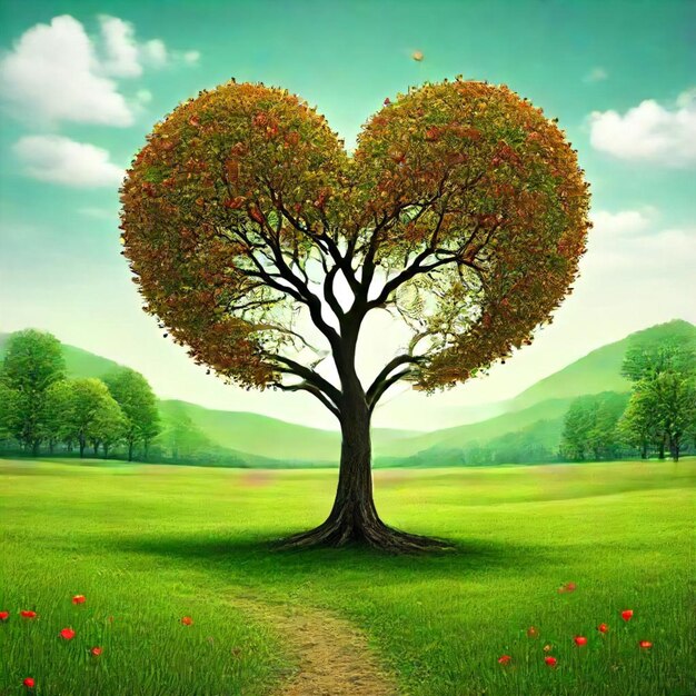 a heart shaped tree with a heart in the middle of it