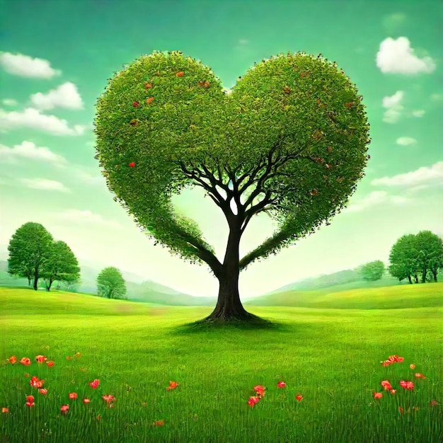 a heart shaped tree with a heart in the middle of it