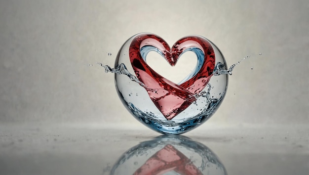 Photo a heart shaped water splash with the word love on it