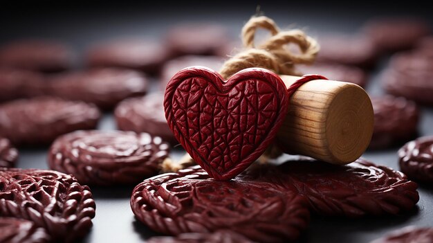 Heart Shaped Wax Seal with Rope White Background