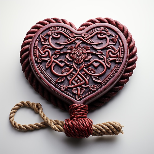 Heart Shaped Wax Seal with Rope White Background