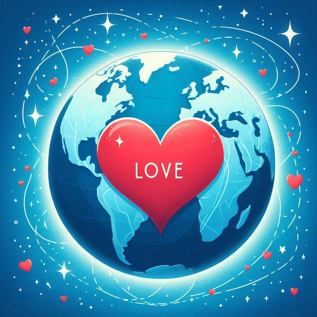 Photo a heart shaped world with the words love in the middle