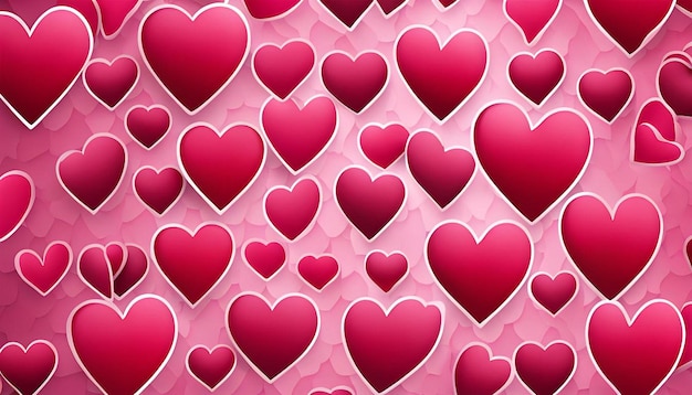 Heart shapes pink and red pattern background