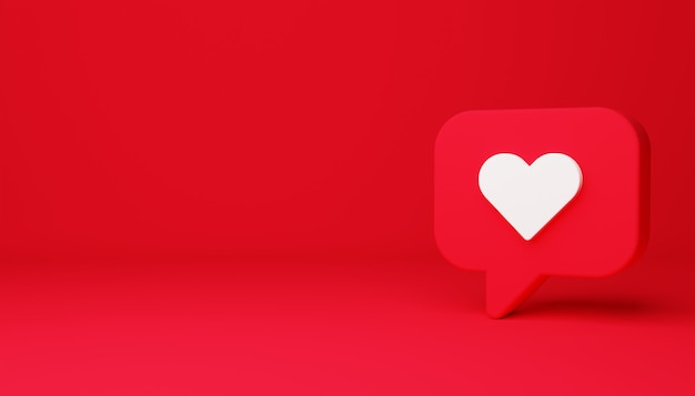 Heart sign on red  background 3d illustration