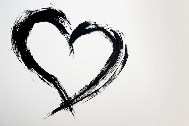 Photo heart silhouette drawing on white background in artistic style