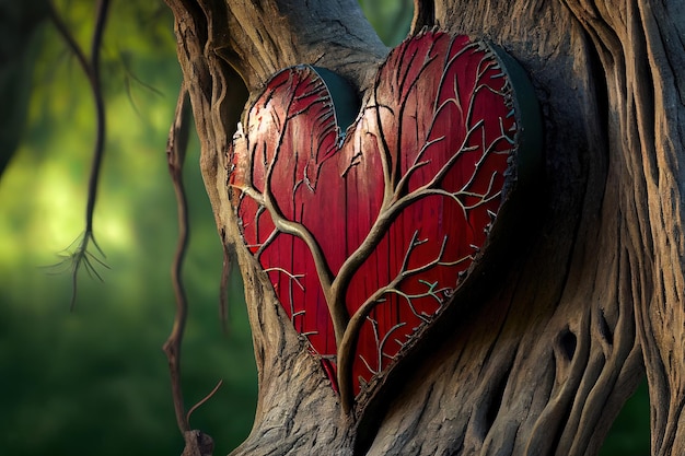 Photo heart symbol on the tree