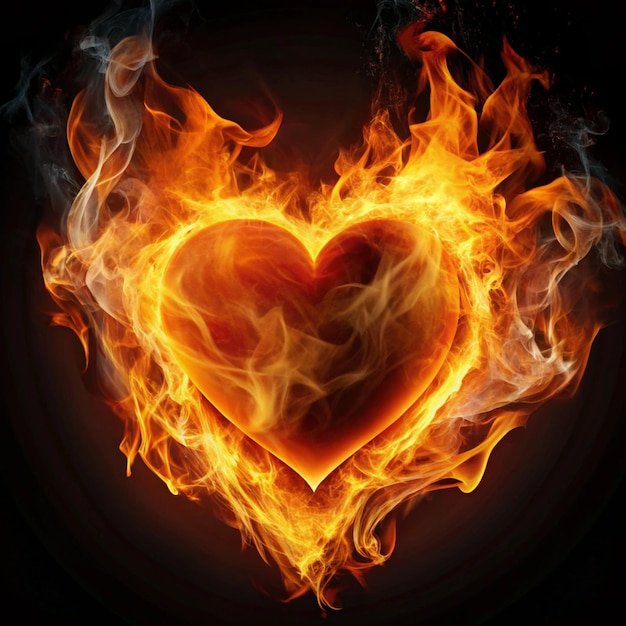 a heart that is made by fire and a picture of a heart