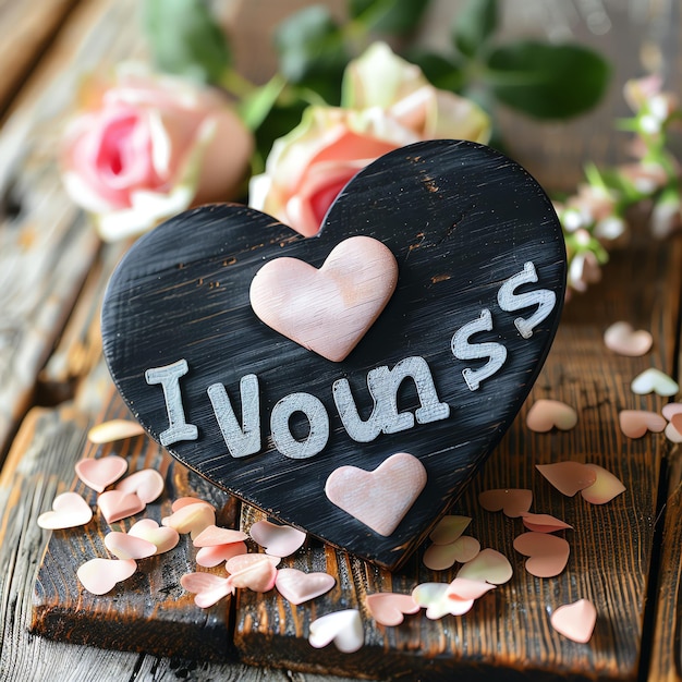 Photo a heart that says  i love  is on a wooden table