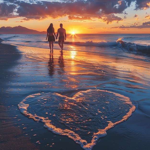 a heart that says  love  on the beach