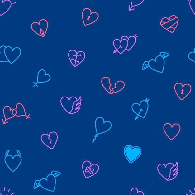 Heart Thin Line Seamless Pattern Background Symbol of Love and Romantic Vector illustration for Valentine Day Holiday