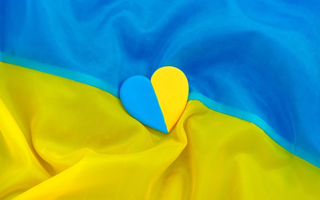 Heart on Ukrainian flag beautiful background Selective focus