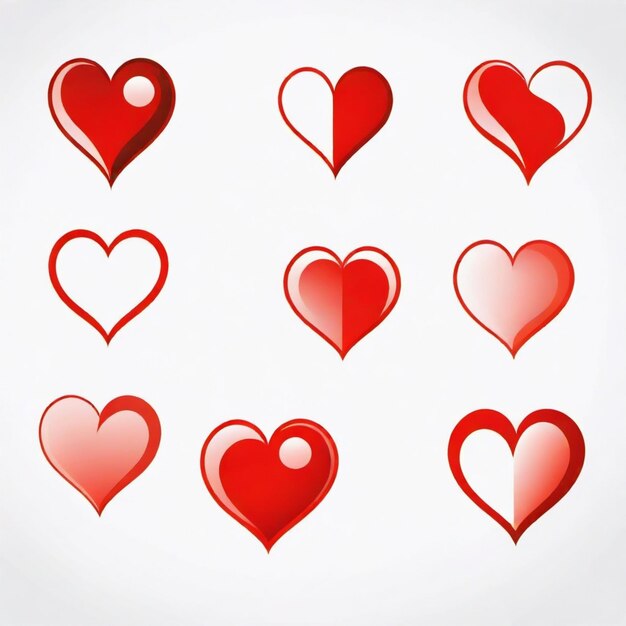 Heart vector set White background isolated