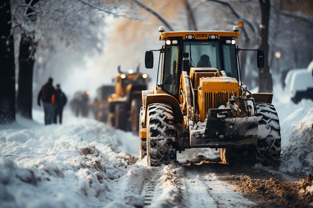 In the heart of winter a dependable tractor alongside a cadre of snow removal