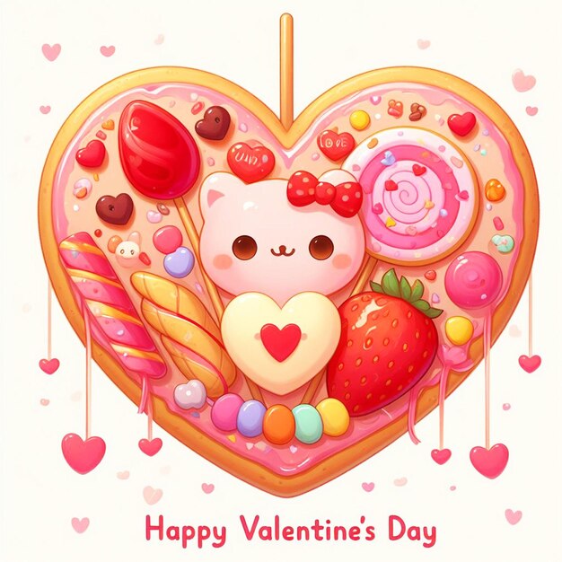 a heart with a bear on it that says quot happy valentine quot