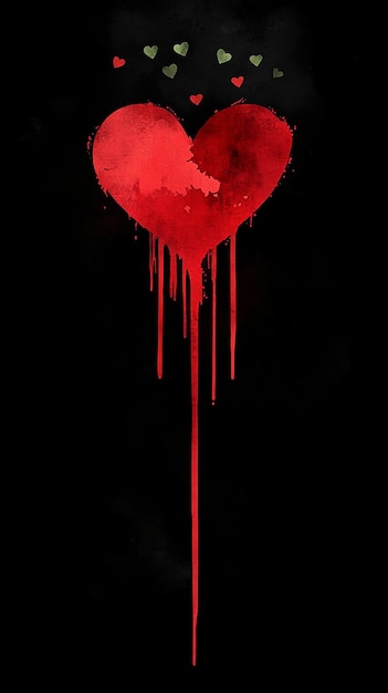 Photo a heart with blood dripping down the bottom of it