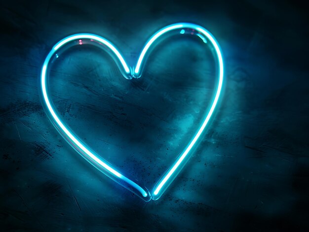 Photo a heart with a blue neon light on it