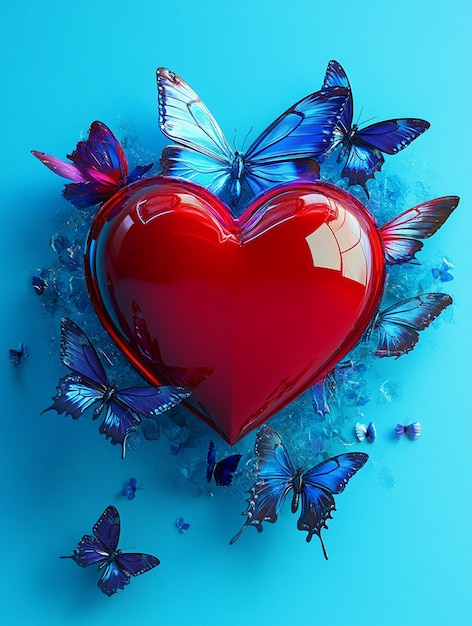 Photo a heart with butterflies and a heart that says butterflys