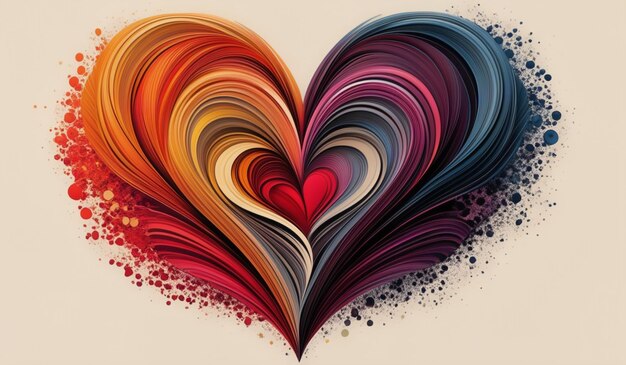 a heart with a colorful background and a black and red heart