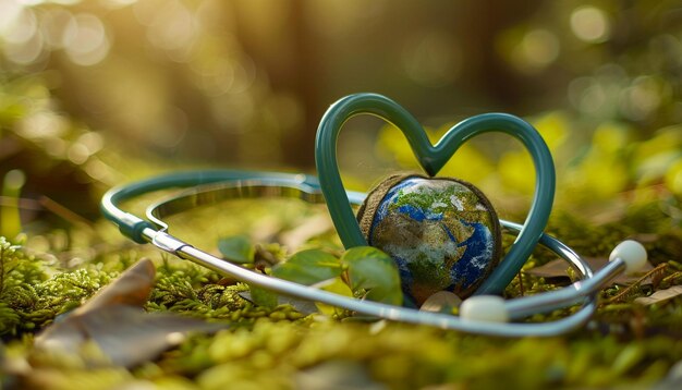 Photo a heart with the earth in the middle of it