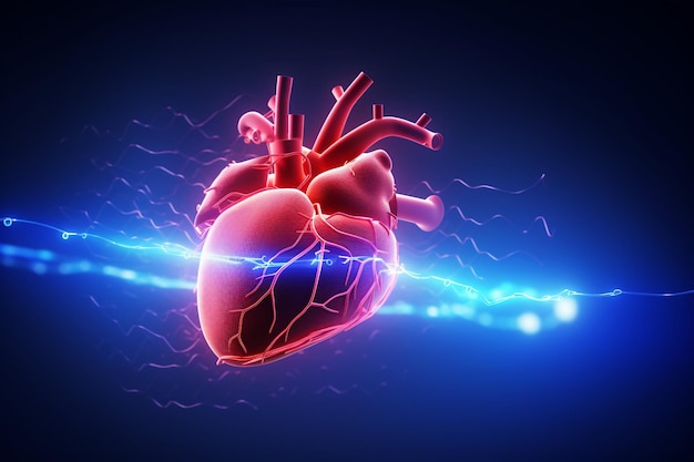 Heart with ecg heartbeat running through