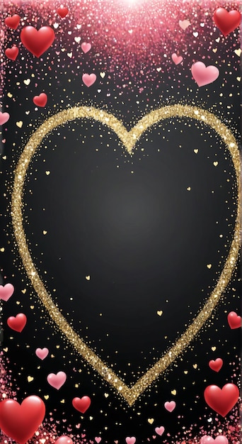 Photo a heart with a gold border and a black background with a gold heart on it