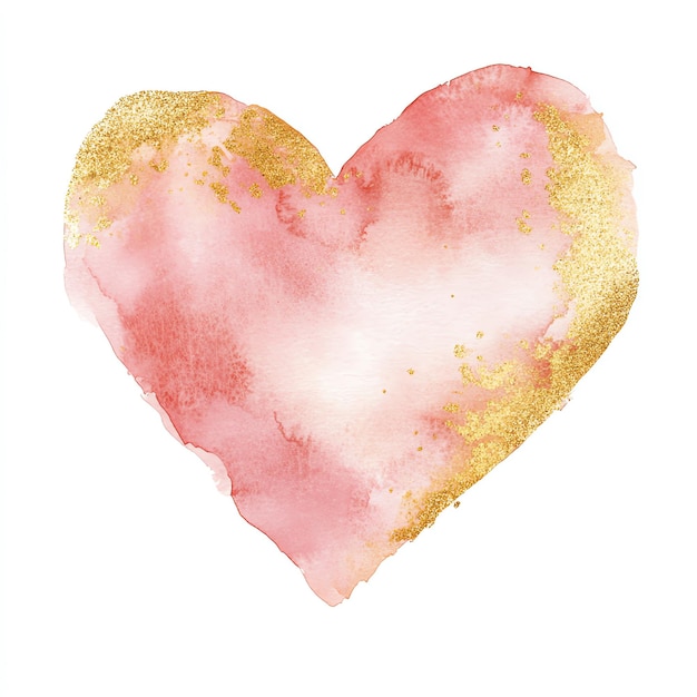 Photo a heart with gold and pink paint on it