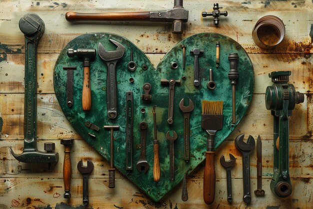 Photo a heart with a green heart that says tools like tools