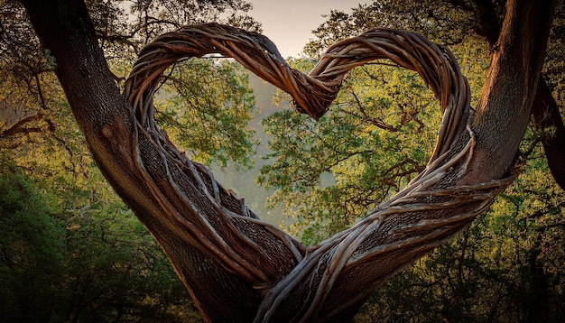 Photo a heart with the hands of trees on it