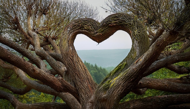 Photo a heart with the hands of trees on it