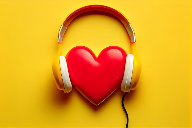 heart with headphones, concept listen to your heart