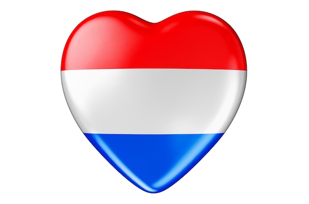 Heart with Luxembourgish flag 3D rendering