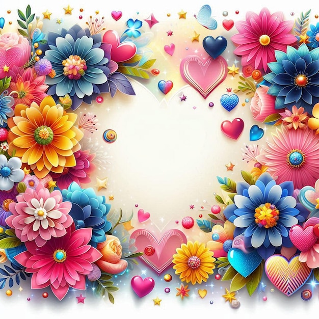 a heart with many different flowers and hearts on a white background