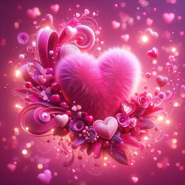 a heart with many hearts and a pink background with a pink heart