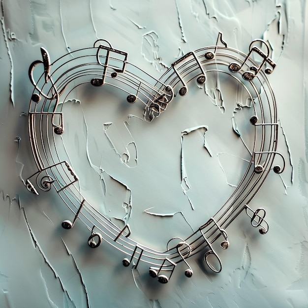 a heart with music notes and a heart that says quot music quot