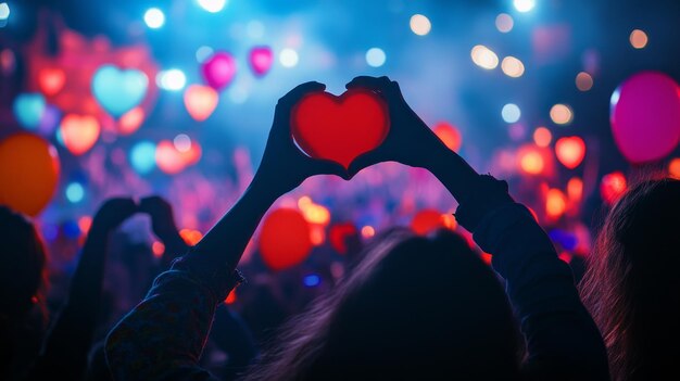 Photo a heart with a person holding a heart in the middle of the night