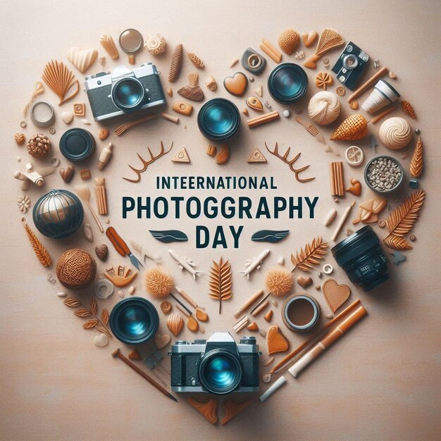 Photo a heart with a picture of a heart that says international photography day