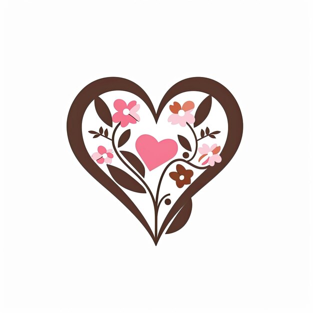 Photo a heart with pink flowers and a brown background