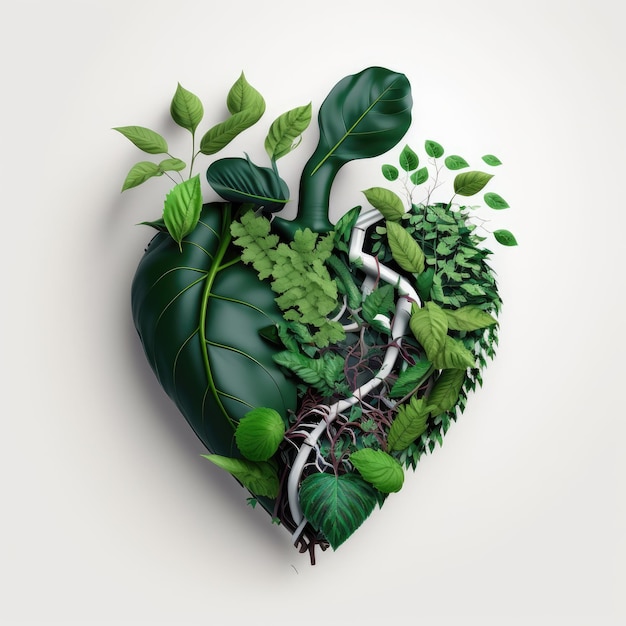 A heart with plants inside of it and a heart with the word heart on it.