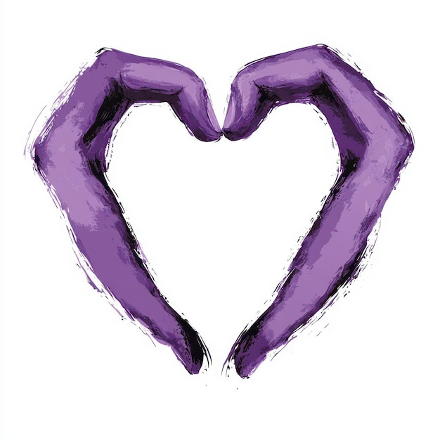 Photo a heart with purple paint and a purple heart