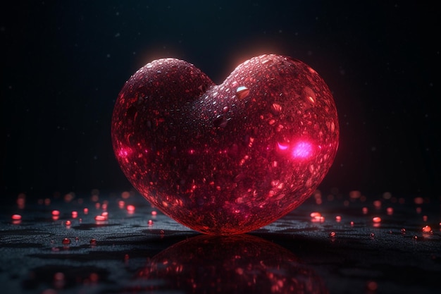 A heart with red lights background