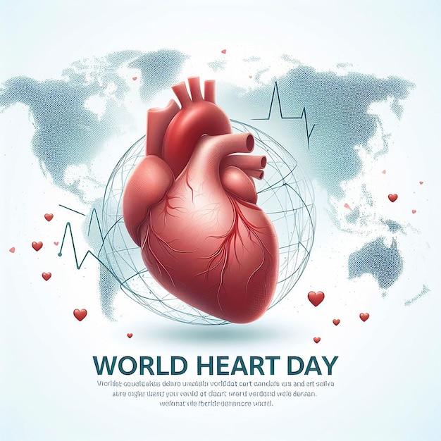 A heart with a sentence that says world heart day