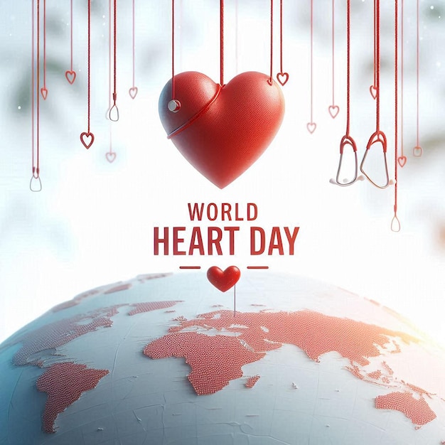 A heart with a sentence that says world heart day