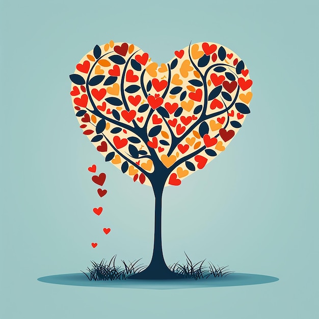 Photo a heart with a tree and a heart that says love