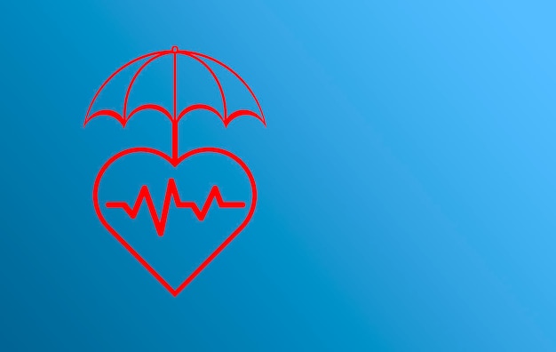 Heart with an umbrella Health insurance concept