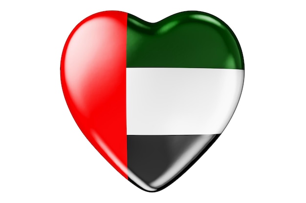 Heart with the United Arab Emirates flag 3D rendering