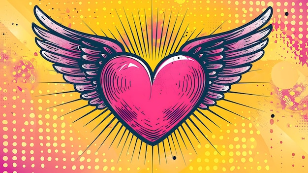 Photo heart with wings on grunge background