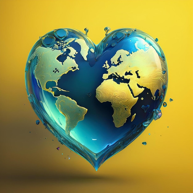 a heart with the world inside and the word world on it