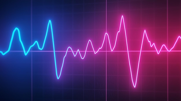 Photo heartbeat on neon ecg monitor 3d illustration