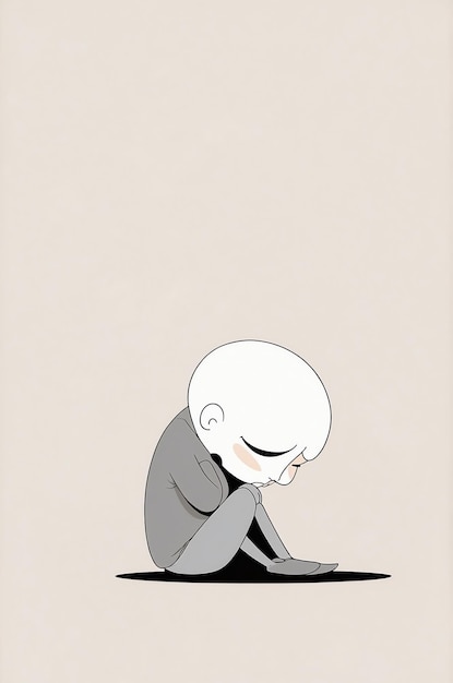 Photo heartbreaking sad cartoon image for emotional themes