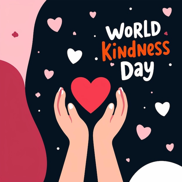 Heartfelt Digital Illustration for World Kindness Day with Hands Stars Hearts